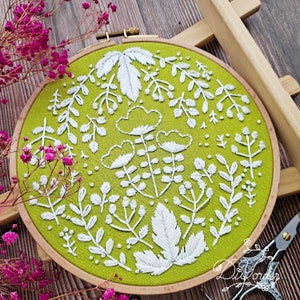 White Flower Embroidery Kit: Simple Floral Needlework DIY