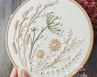 Kit de broderie fleur marguerite - Kit de broderie de mariage - Motif floral - 20223 Cadeau de Noël - Cadeau d'anniversaire - Travaux d'aiguille - artisanat-cadeau pour elle