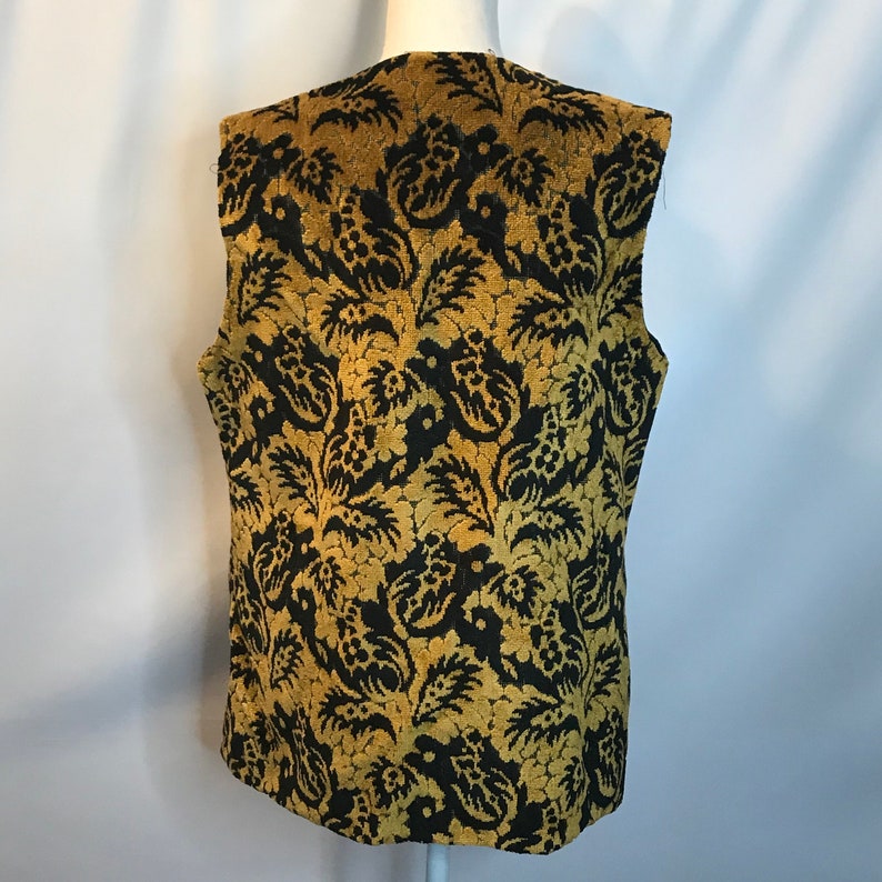 Vintage 70s Tapestry Brocade Carpet Vest Womens ML Boho Hippie Jacket