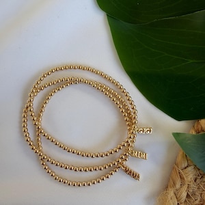 Gold Filled Beaded Mama/Gigi/Mimi Charm Bracelet