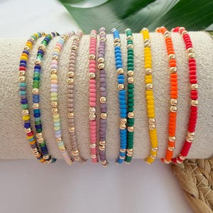 Armband med färgblock, stapelbart armband, guldfyllt, färgglad pärla