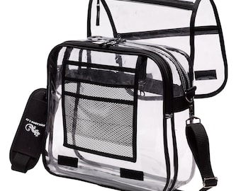 Clear Messenger Bag - 2 Compartments - Adjustable Strap