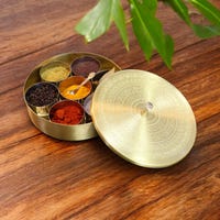 Masala Box Handmade Etched Brass Masala Dan Dabba | Traditional