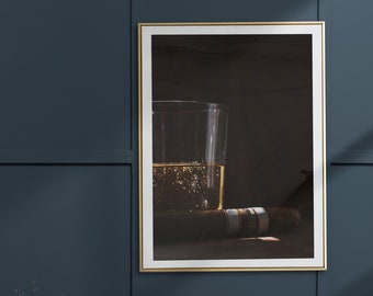 Cigar and Whiskey Art Print – Man Cave Decor (Digital Download)