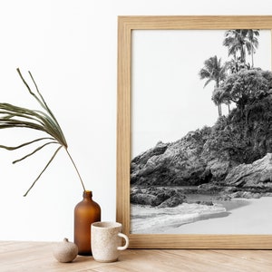 Coastal Beach Photography Black and White Digital Print - Instant Download