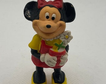 Vintage Disney Minnie Mouse med blommor PVC-figur ~ Hong Kong