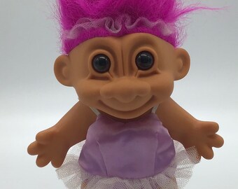 YELLOW AND BLUE HAIR Lot of Three Vintage Troll Dolls Made in Korea 2 1//2/" PINK