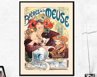 French France Bieres De la Meuse Beer Advertisement Art Poster Print 