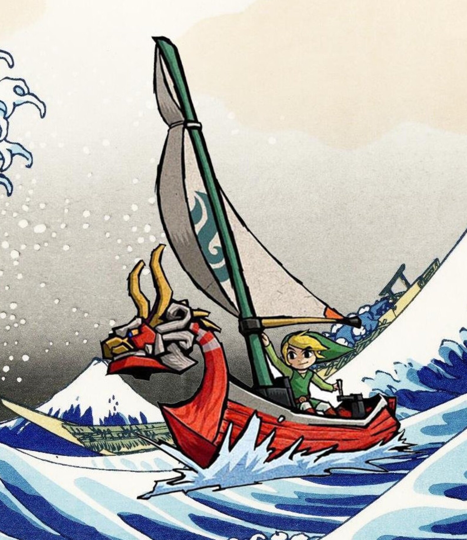 Legend of Zelda Great Wave and the Windwaker the Great Wave Etsy