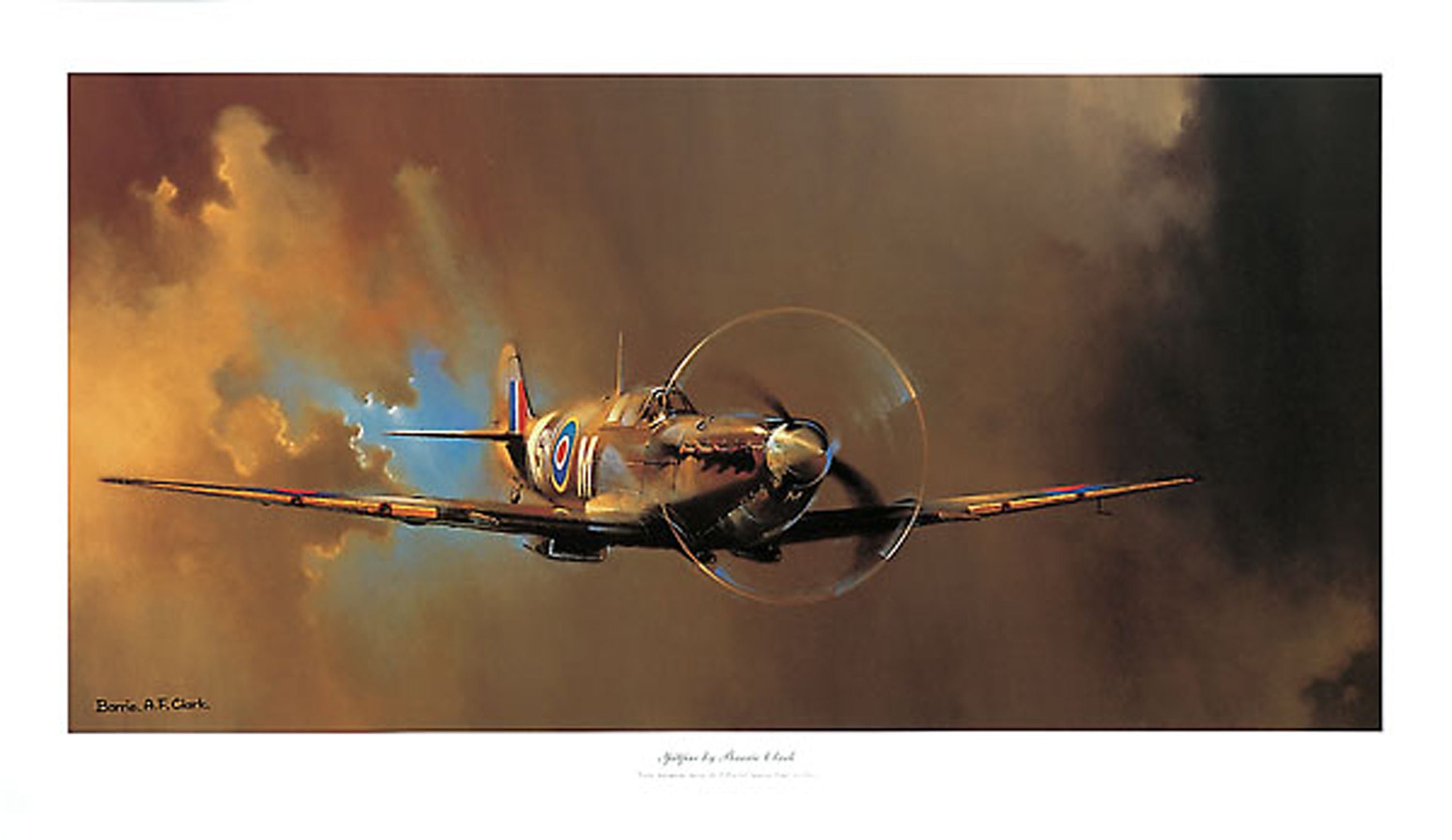 Spitfire by Artist Barrie A F Clark Poster Image Size 18 x 36 Etsy
