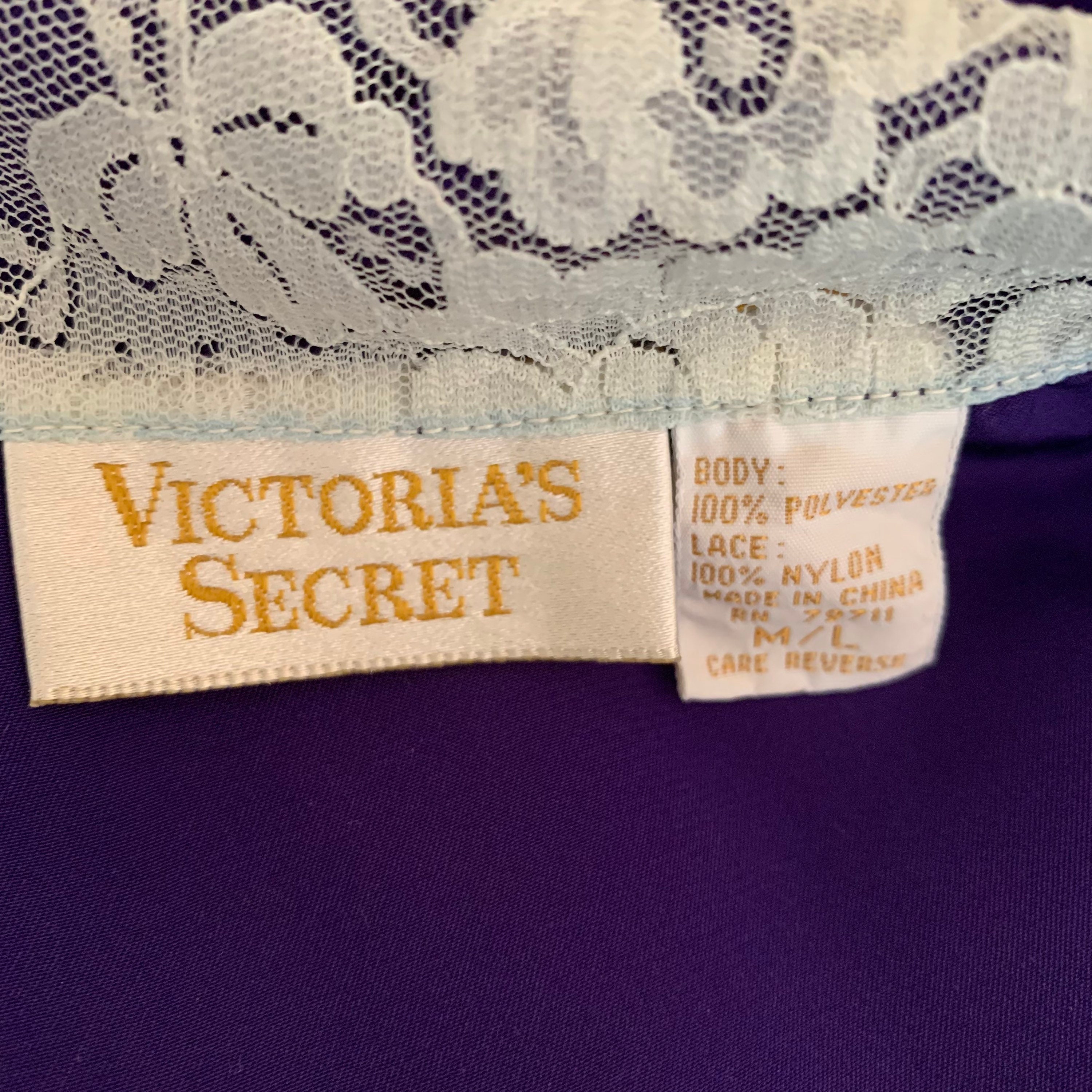 Victorias Secret Gold Tag Purple Satin and Lace Night Shirt - Etsy UK