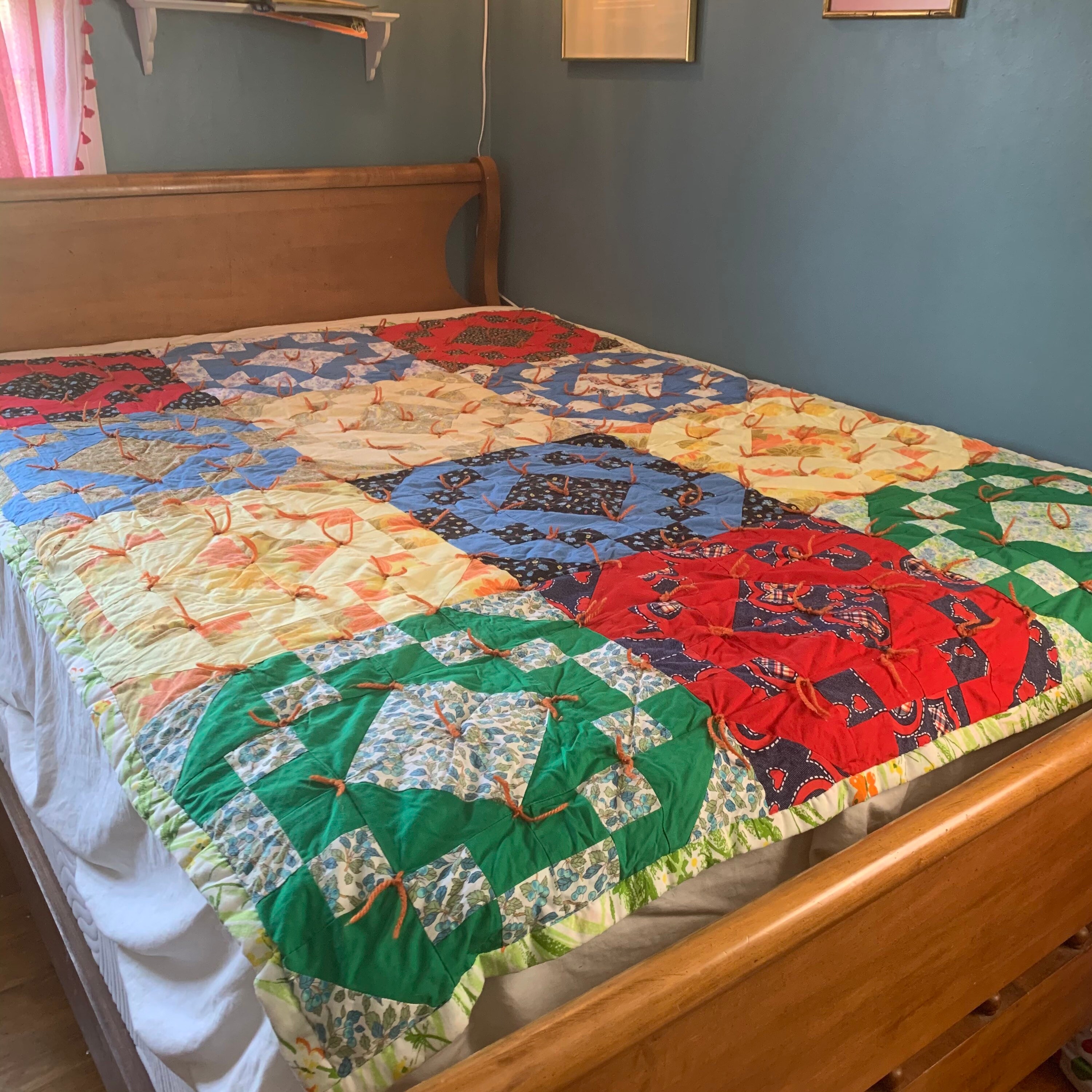 Vintage handmade quilt twin sized Etsy