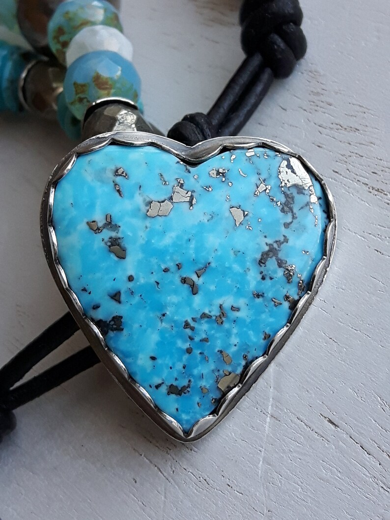 Declaration Gift 925 Silver Heart Shape Craft Button Gift for her Wedding Gift Boho bracelet for women Blue