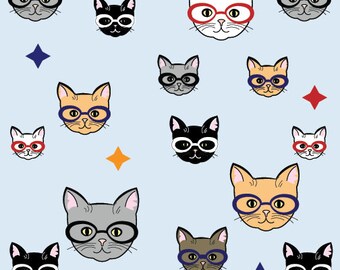 Cats in Sunglasses Blue Digital Download