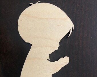Praying Girl 1 Style Unfinished Wood Shape Cutout Variety Sizes USA Made