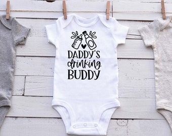 Daddy/'s Drinking Buddy Baby Onesie\u00ae Funny Baby Onesies for Dad Beer Onesie Funny Milk Shirts Unisex Baby Clothes Baby Shower Gifts