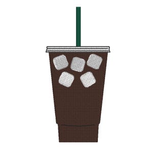 Eiskaffee Stickdatei - 4 Größen und 7 Dateiformate - Eiskaffee Stickdatei