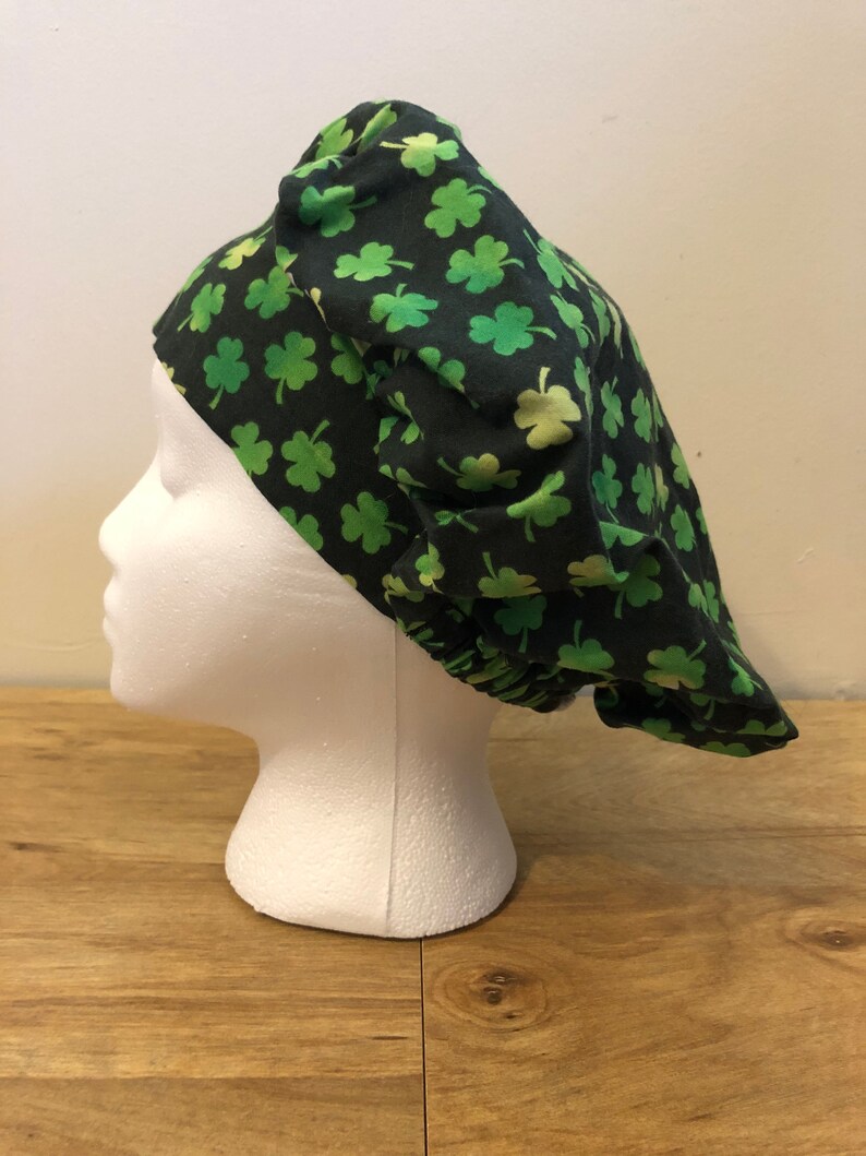 Scrub Caps Surgical Caps Lucky Shamrock Bouffant Style Scrub Cap for Women