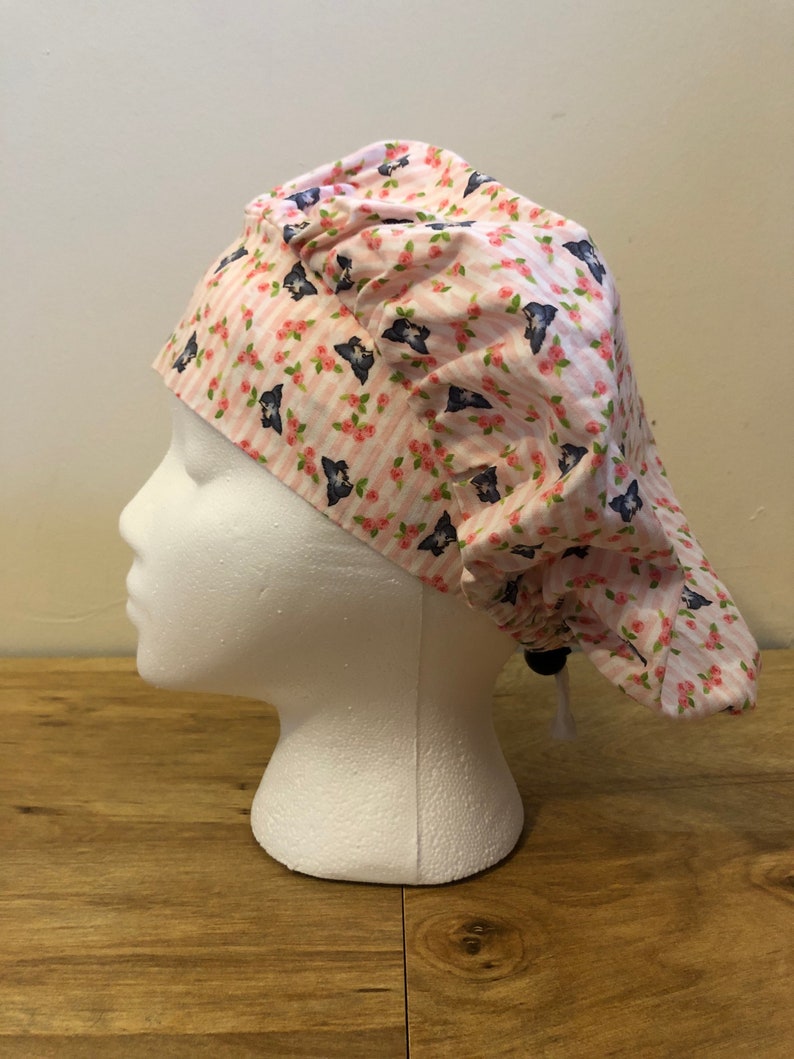 Surgical Caps Scrub Caps Pink Roses and Blue Birds Bouffant Cap Style Scrub Cap for Women
