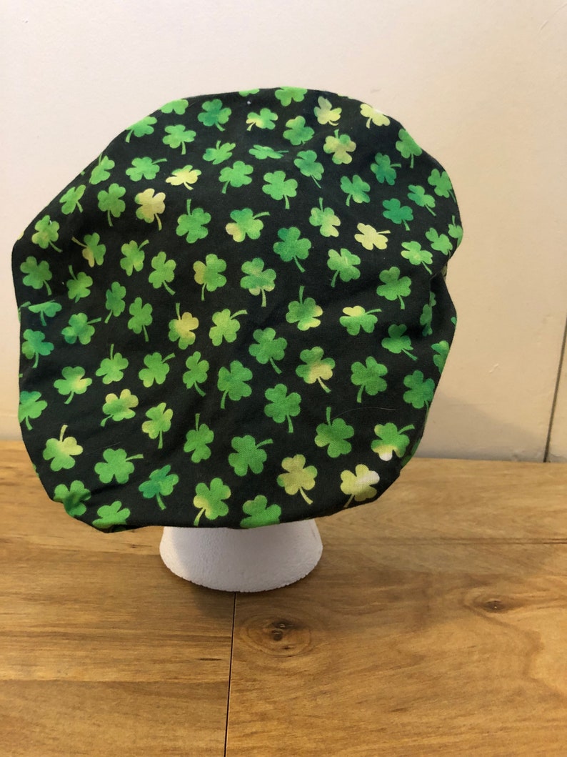 Scrub Caps Surgical Caps Lucky Shamrock Bouffant Style Scrub Cap for Women