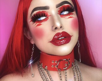 Vixen Vegan Adjustable Choker Collar / Punk Pastel Goth BDSM Kawaii Y2K Alternative Harajuku Gothic Grunge Occult Cosplay Anime Queer Drag