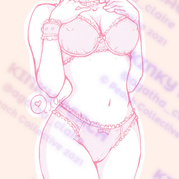 Sweet Ecchi Sticker / Kinky Bondage BDSM ddlg lingerie Fetish sissy dominatrix Domme Bimbo NSFW Anime Kawaii Manga Femdom Mistress bimbo