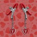 Sweetheart Nipple Clamps with Dangle Heart Lockets BDSM Bondage ABDL Fetish DDLG Dominatrix Mistress Masochist Dungeon Punk Goth Sex Sadist 