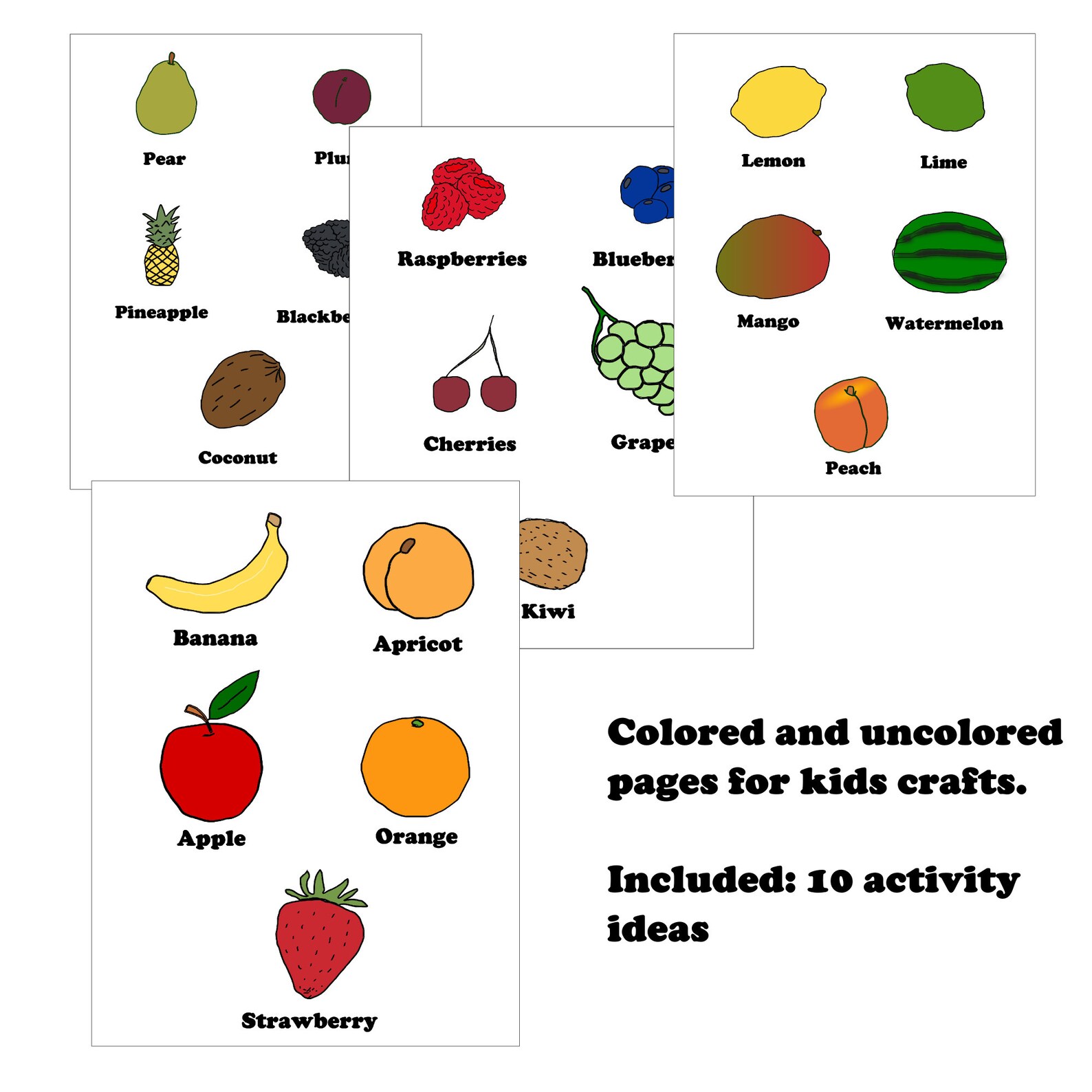 Printable Fruit Cut Out for Kids/todders Crafts Coloring and Etsy