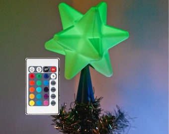 Color-Changing Star Fragment Tree Topper: LED Remote Control, 3D Printed