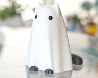 Cat Ghost Blanket LED Night Light: Halloween Desk Decor