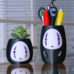 Spirited Away No Face Planter or Pen Holder- Studio Ghibli Pencil Minimalist Desk Container- Anime Decoration Pot with Arms- Hayao Miyazaki