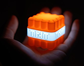 Minecraft TNT LED Light, Pocket Fidget Party Goodie Night Light, Office/Game Room Decor, Battery Powered Travel Size Novelty Gift