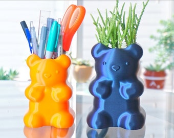 Gummy Bear Planter / Pen Pencil Holder, Candy Succulent Plant Pot, Teddy Bear Desk Pot, Office Supply Organizer, Adorable Desk Decor