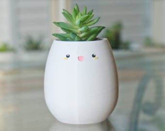 Small Smile Pencil holder, Succulent/Flower Pot Planter for Indoors, Windowsill Plant Pot, Home/Office Desk Decor, Cute Gift