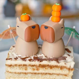 Capybara with Oranges Figurine - Birds, Party Hat or Graduation Hat Option for Graduation and Birthday Parties, Animal Gift for Kids