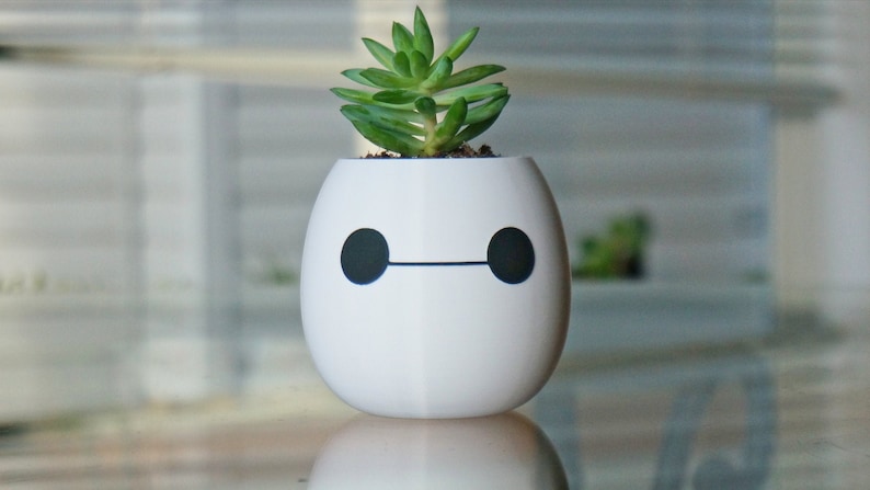 Baymax Planter or Pen holder Disney Character Minimalist Desk Container Big Hero 6 Office Decoration Gift for Kids 3D Printed Plant Pot image 1