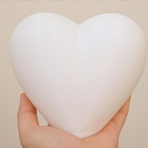 May include: A white heart-shaped object held in a hand.