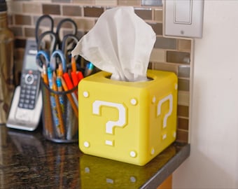 Question Block Tissue Box Cover: Gamer Room Decor