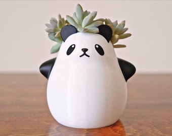 Chubby Panda Bear Planter, Pen Pencil Holder, Succulent Planter, Stationery Organizer, Office Desk Decor, Cute Kawaii Plant Pot Gift