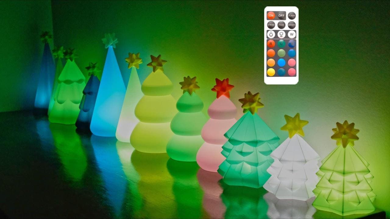LED Desk Christmas Tree: Kawaii Holiday Decor Night Light (RC Version Available