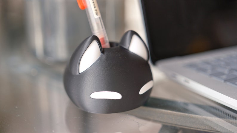 Omori MEWO-pennenhouder: 3D-geprinte Spooky Kitty-bureauopberger afbeelding 7