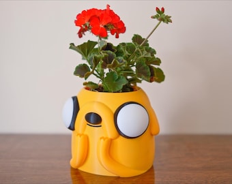 Vaso per piante a forma di cane Jake, decorazione per scrivania a tema Adventure Time, vaso per piante grasse a tema cartoni animati per dormitorio, regalo originale ispirato ai cartoni animati
