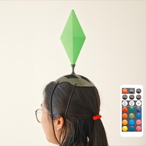 Remote Controlled Sims Plumbob Headband, Color-Changing Gemstone Helmet Costume, Battery Powered image 1