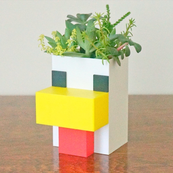 Minecraft Chicken Planter / Pencil Pen Holder, Minecraft Mojang Bird Succulent Planter, Office Supply Organizer Desk Decoration 3D Printed