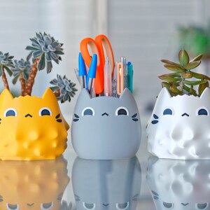 Suspicious Cat Planter: Kawaii Pen & Pencil Holder, Succulent Pot image 9
