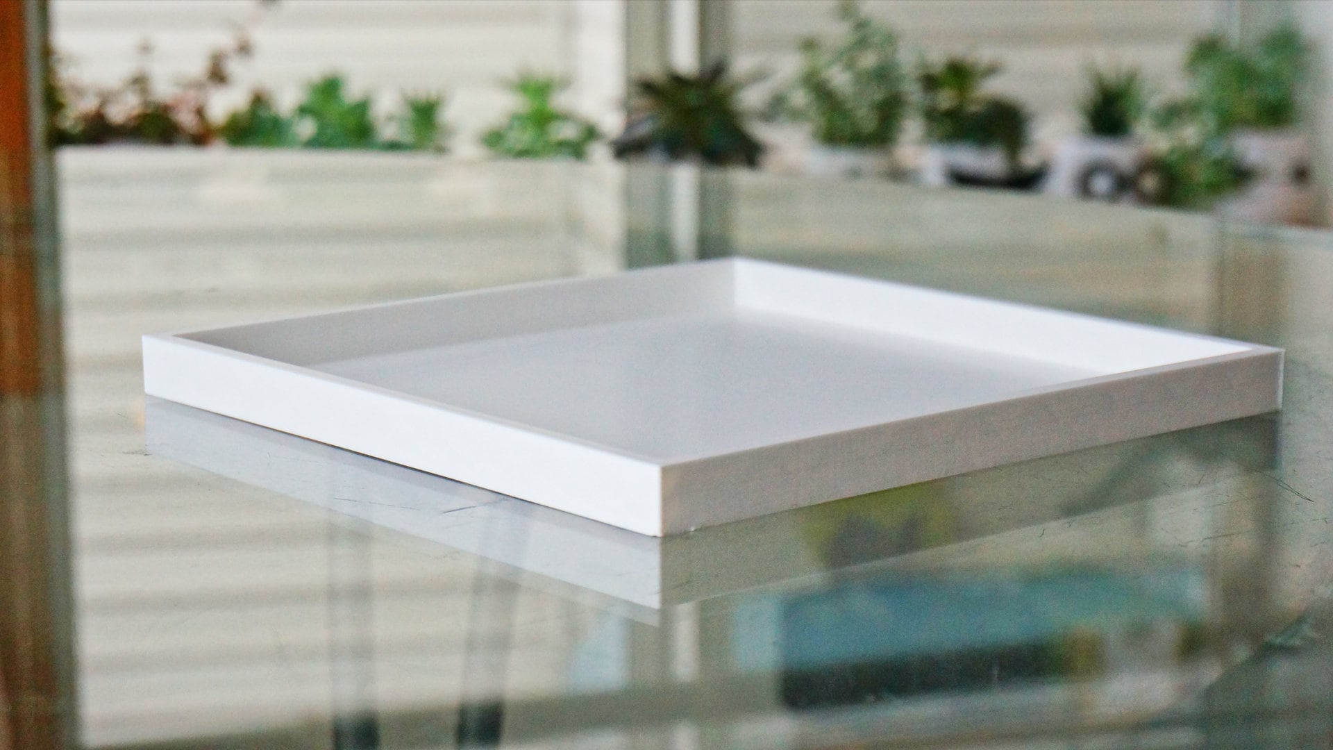 1-Inch Tall Minimalist Square Plant Drip Tray: Succulent Drainage Plate