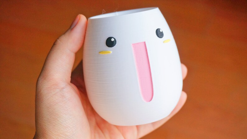 Kawaii Big Smile Planter: 3D Printed Anime Desk Decor image 5