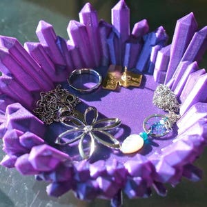 Iridescent Crystal Decorative Tray: Gemstone Jewelry, Plant Pot Saucer image 2