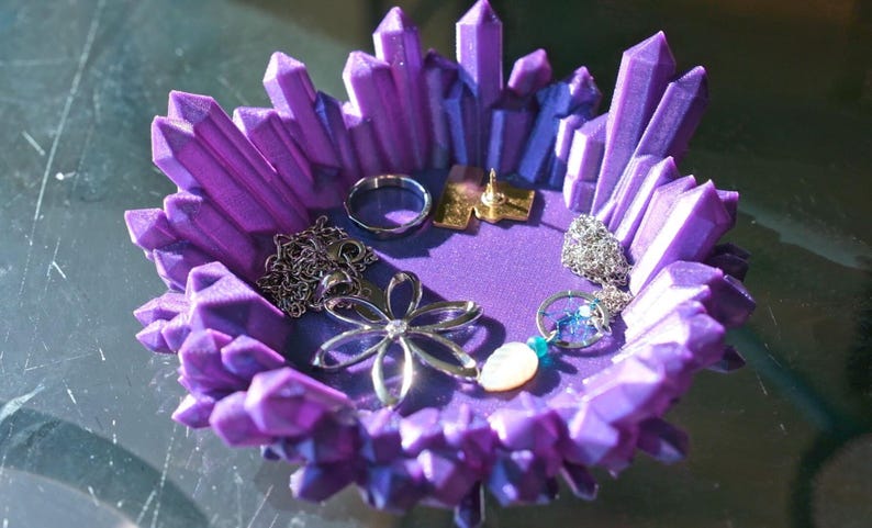 Iridescent Crystal Decorative Tray: Gemstone Jewelry, Plant Pot Saucer image 2