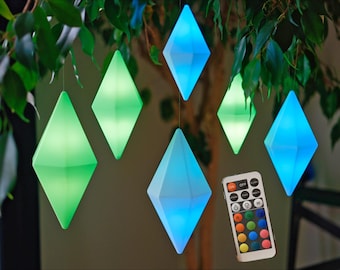 Sims Plumbob Hanging Light: RGB Remote Control Mood Decoration
